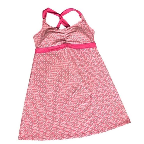 Title Nine Respite Swim Sun Dress Size Large Cross Back, Pink and White - Picture 2 of 8